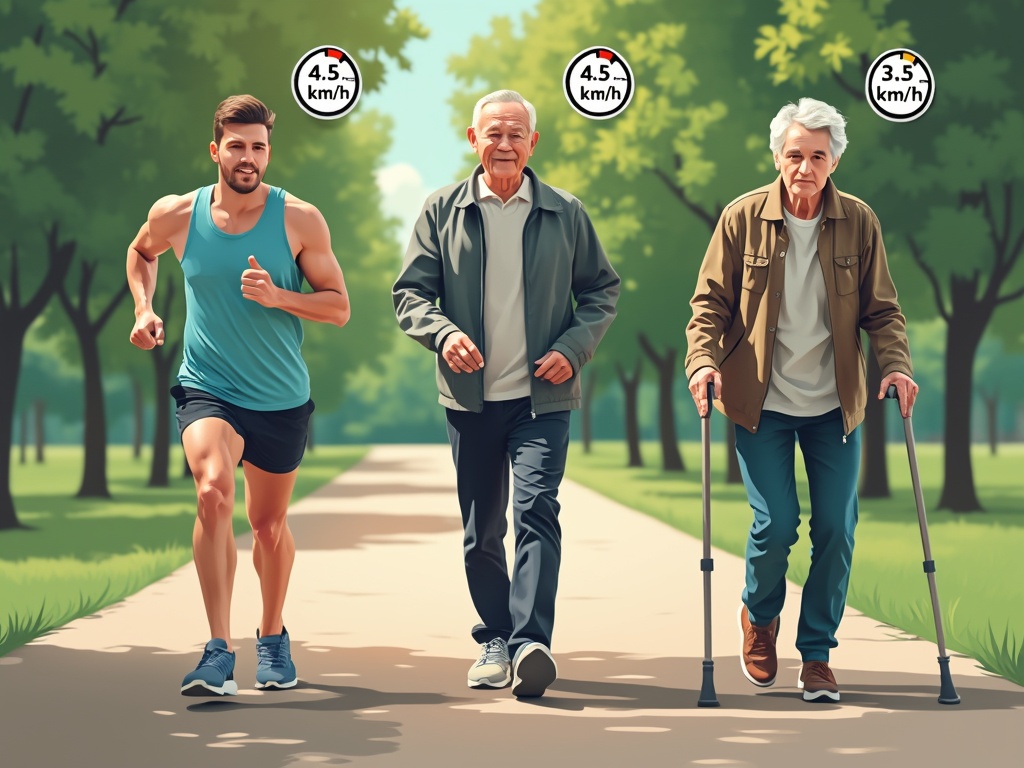 vitesse de marche selon âge km/h
